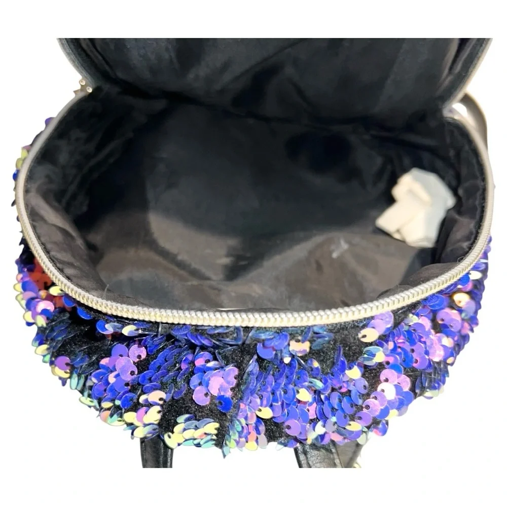 Justice Backpack Girls Purple Pink Black Letter “I” 10 inch Sparkle